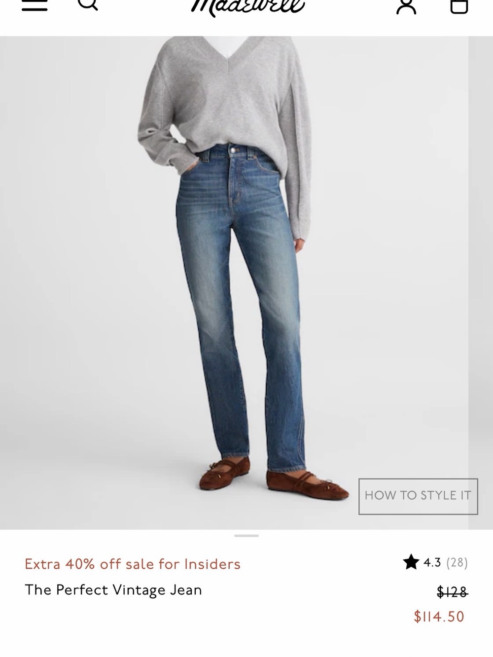 Madewell The Perfect Vintage Jean in Medium Blue Wash